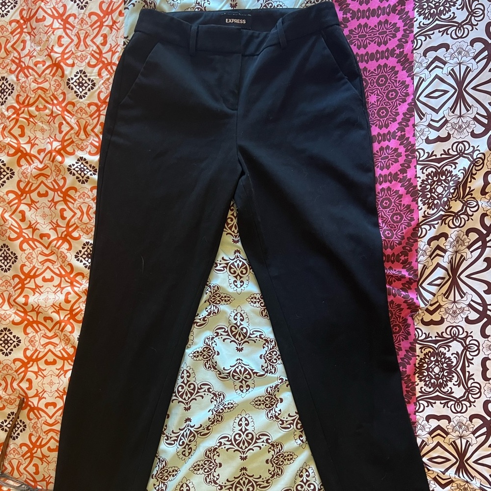 Express columnist ankle mid rise pant, black